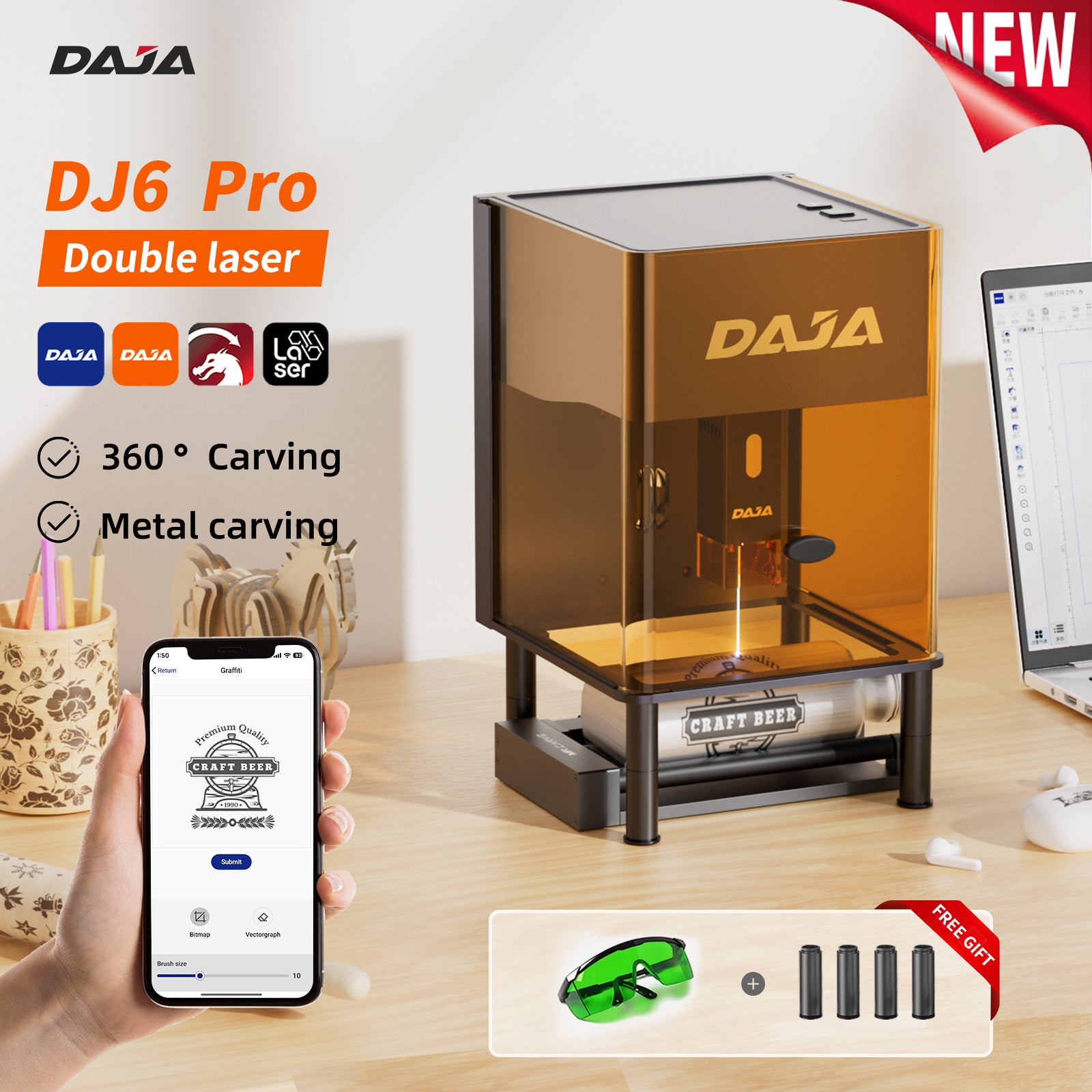 DAJA DJ6 Pro Enclosed Portable laser Engraving Machine