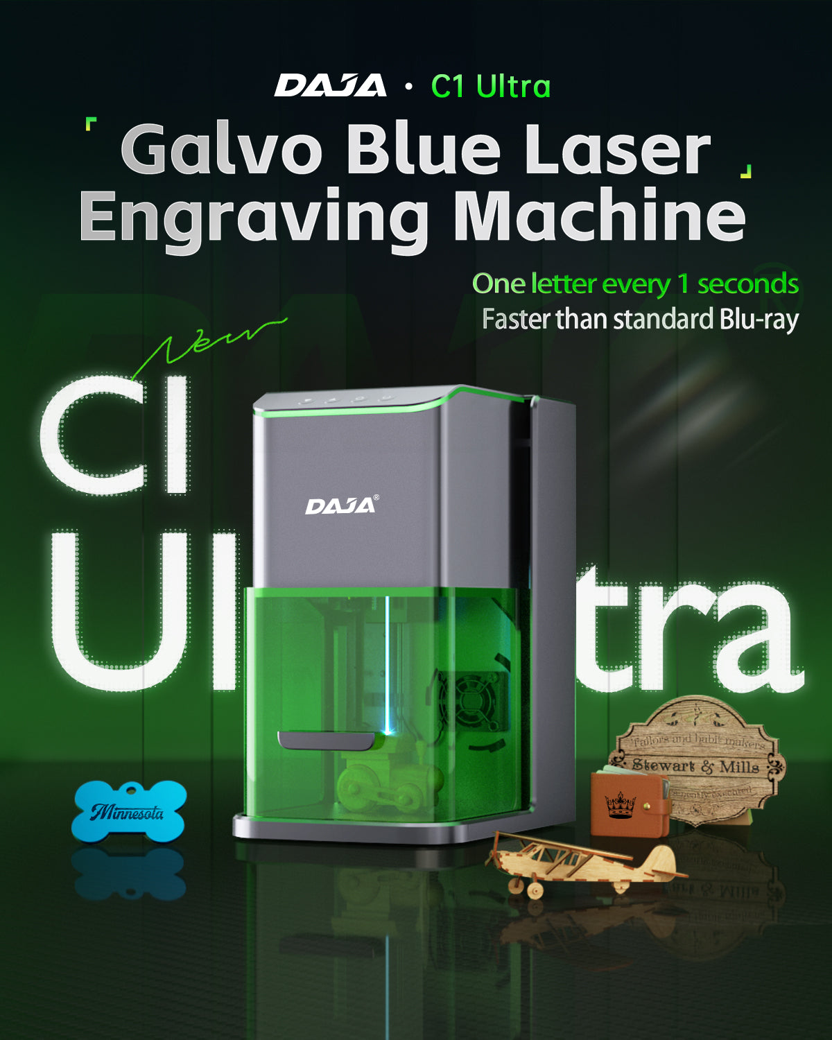 DAJA C1 Ultra Compact Blue Laser Engraver with High-Speed Galvo